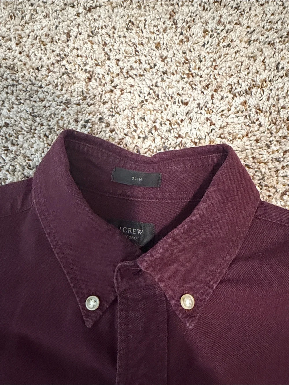 J. Crew Men's Burgundy slim Button-Down Shirt. Size small